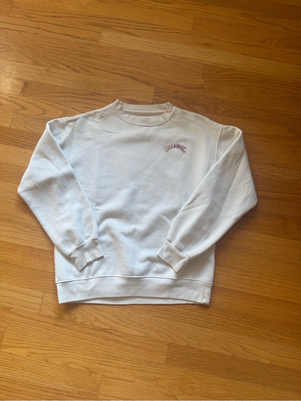 Billabong White Crewneck with Pink Logo
